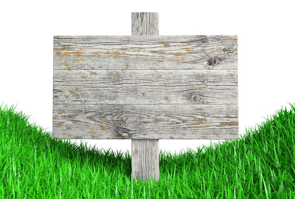 stará vývěsní štít s trávou izolovaných na bílém pozadí  - Fotografie, Obrázek