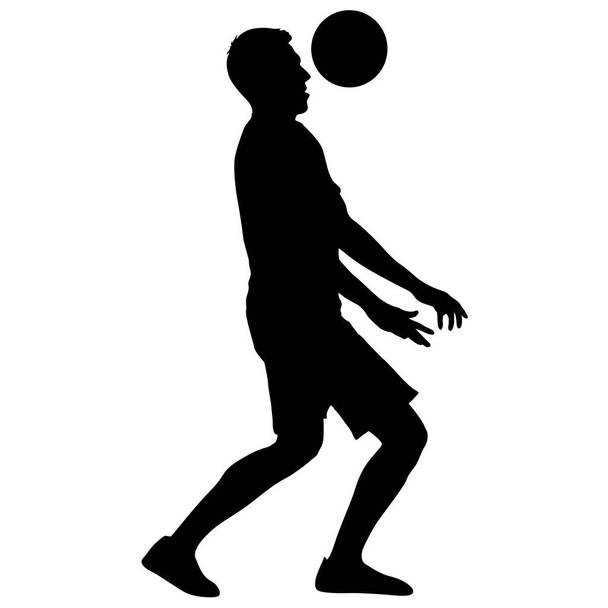 silhouettes de joueurs de football avec le ballon sur fond blanc. - Vecteur, image