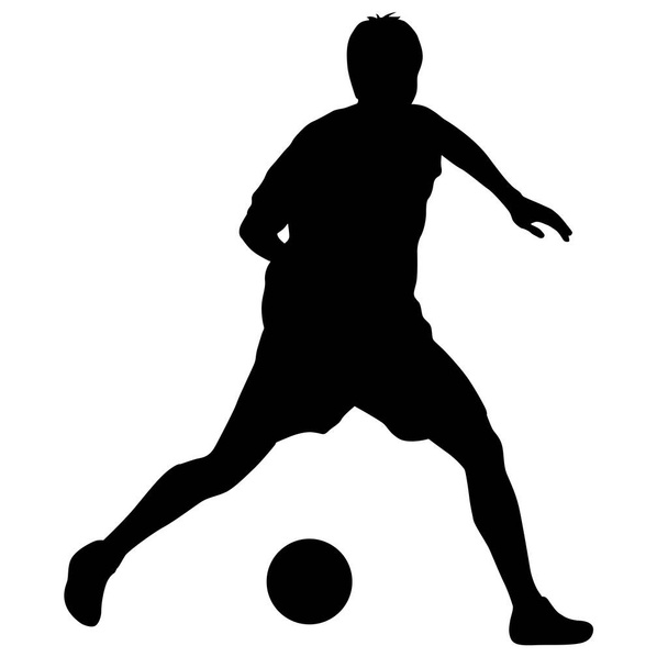 silhouettes de joueurs de football avec le ballon sur fond blanc. - Vecteur, image