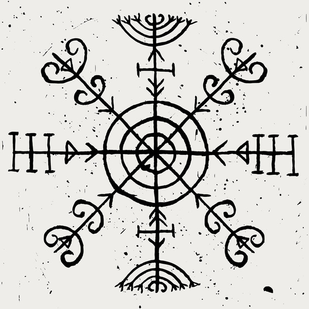 Veldismagn. Ancient vector runic icelandic symbol of strength and protection - Vector, Image