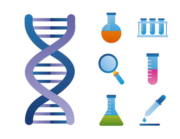 seven dna icons - Vector, Image