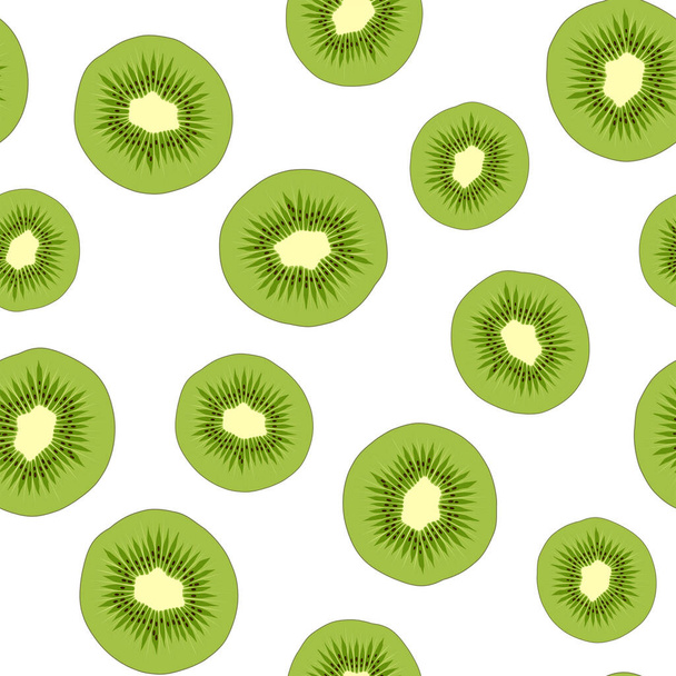 Patrón sin costuras de frutas tropicales con rodajas de kiwi dulce. Vector. - Vector, Imagen