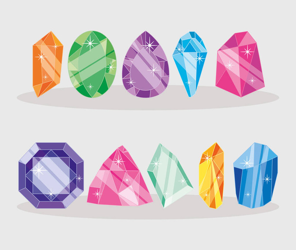 colorful crystals set - Vektori, kuva