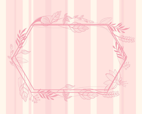 Card with pink leaves - Vektor, obrázek