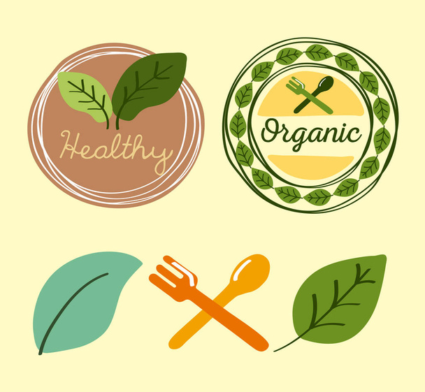 5 organik etiket - Vektör, Görsel