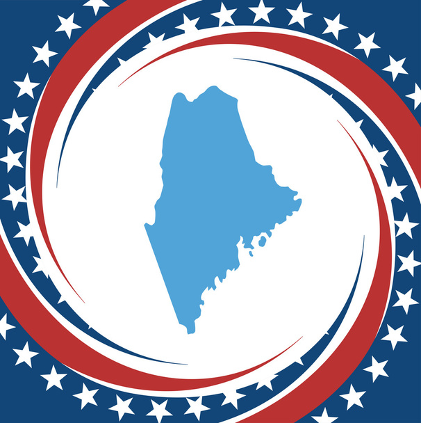 Étiquette avec la carte de Maine, vecteur
 - Vecteur, image