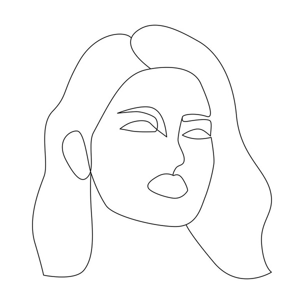 Line Drawing of a Girl, Black Outline Stock Vector - Illustration