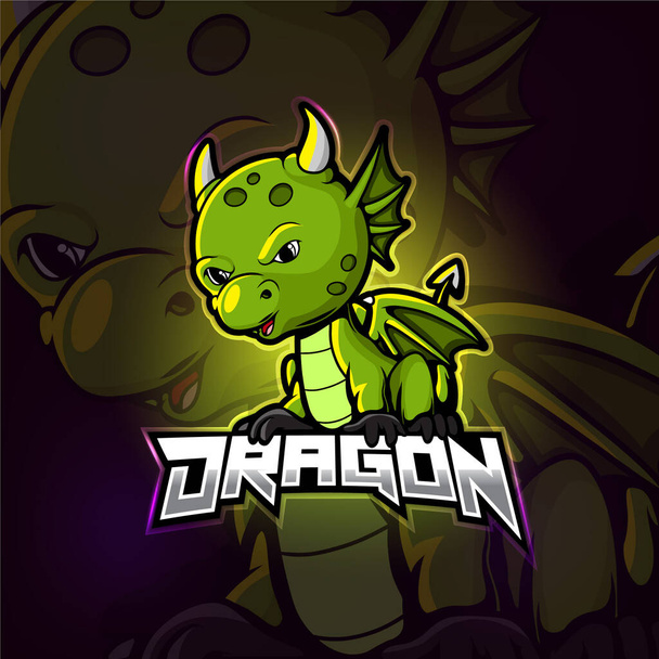Dragon μασκότ esport λογότυπο σχεδιασμό της εικονογράφησης - Διάνυσμα, εικόνα