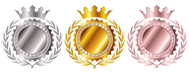 Medalla corona Laurel icono de oro  - Vector, Imagen