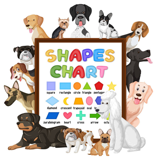 Форма дошки діаграми з багатьма милими собаками ілюстрація
 - Вектор, зображення
