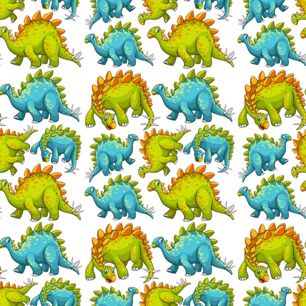 Seamless pattern with fantasy dinosaurs cartoon illustration - Vector, Image