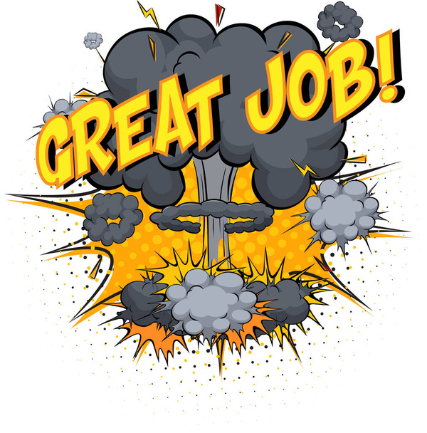 Word Great Job на ілюстрації фонового вибуху коміксів
 - Вектор, зображення