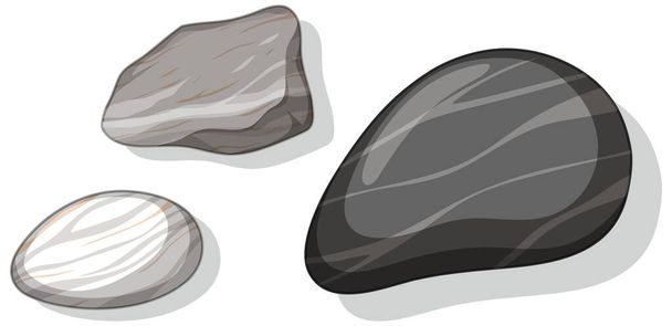 Conjunto de diferentes piedras aisladas sobre fondo blanco ilustración - Vector, Imagen
