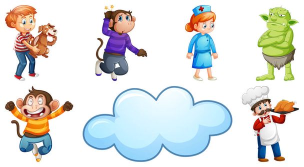 Conjunto de diferentes personajes de rima infantil aislados en la ilustración de fondo blanco - Vector, Imagen