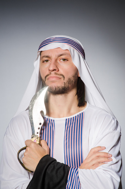 Arab man with sharp knife - Φωτογραφία, εικόνα