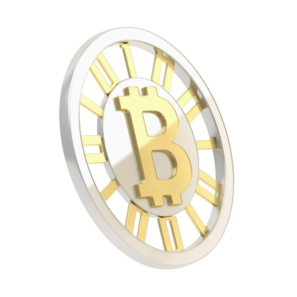 Bitcoin kryptograficznych waluta moneta na białym tle - Zdjęcie, obraz