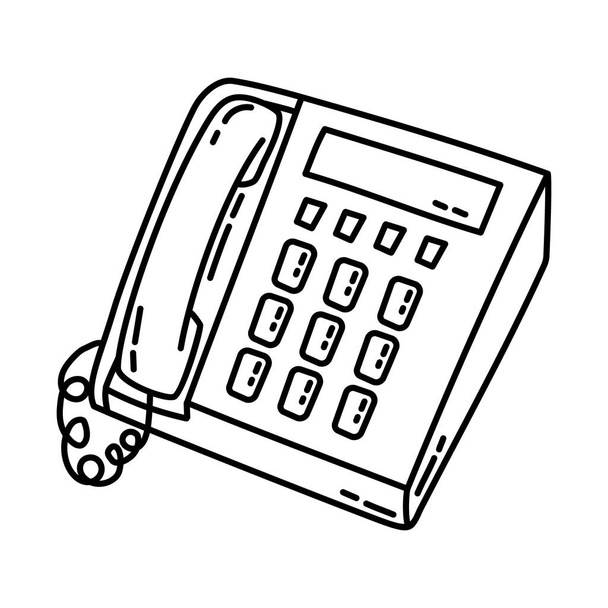 Telephone as Telecommunication Equipment Hand Drawn Icon Set Vector. - Wektor, obraz