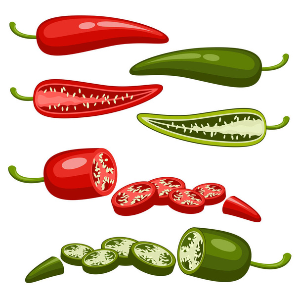 červená a zelená, studená paprika - Vektor, obrázek