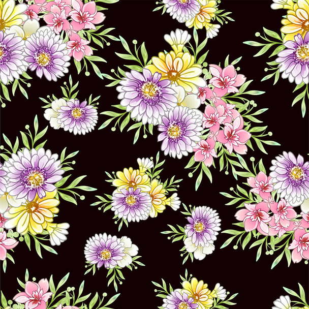 Abstract elegance seamless pattern with flowers, vector background - Vettoriali, immagini