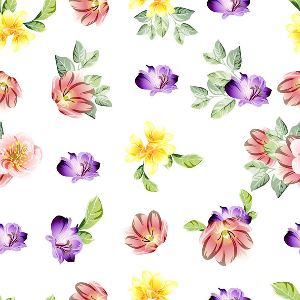 Abstract elegance seamless pattern with flowers, vector background - Vektor, kép
