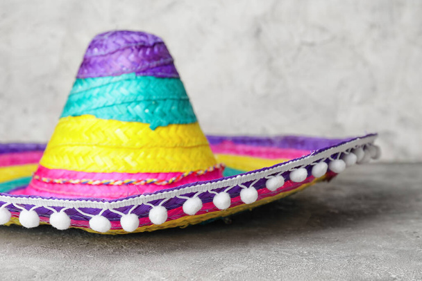 Mexican sombrero on light background, closeup - Photo, Image