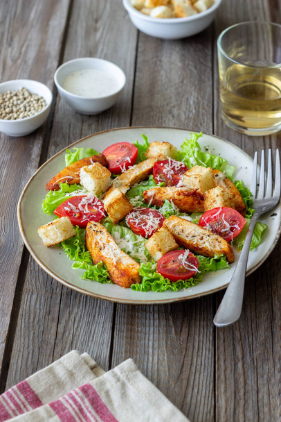 Caesar salad with chicken. Healthy eating. Diet Recipes - Photo, Image
