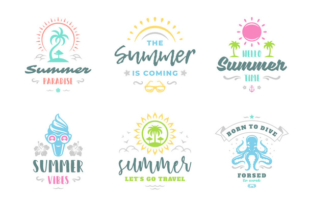 Summer holidays typography inspirational quotes or sayings design - Vettoriali, immagini