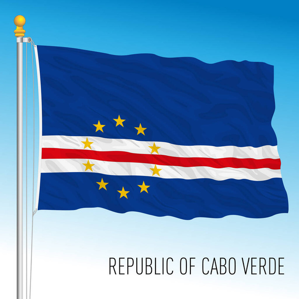 Республіка Кабо-Верде Офіційний національний прапор, африканська країна, векторна ілюстрація - Вектор, зображення