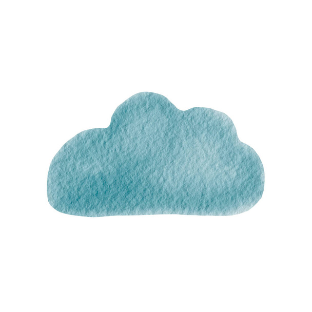 Watercolor texture illustration of a beautiful blue cloud on a white background. Isolated element for your design. - Фото, изображение