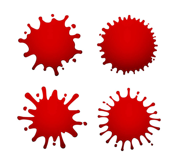 Rood bloed spatten vorm vector illustratie set - Vector, afbeelding