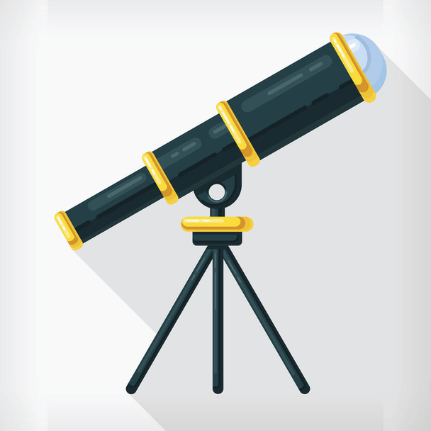 Επίπεδη Τηλεσκόπιο Αστρονομία Σχεδιασμός Cartoon Style Απομονωμένο Σχέδιο - Διάνυσμα, εικόνα
