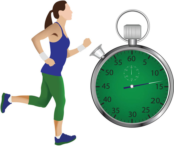 stopwatch with athletes doing sport activity stopwatch with athletes doing sport activity - Vector, Image