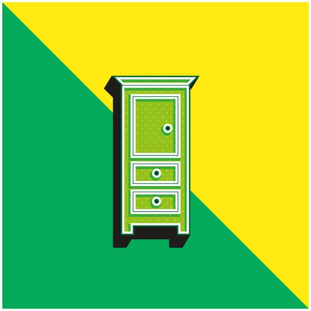 Szuflady Sypialnia Meble Zielone i żółte nowoczesne logo wektora 3D - Wektor, obraz