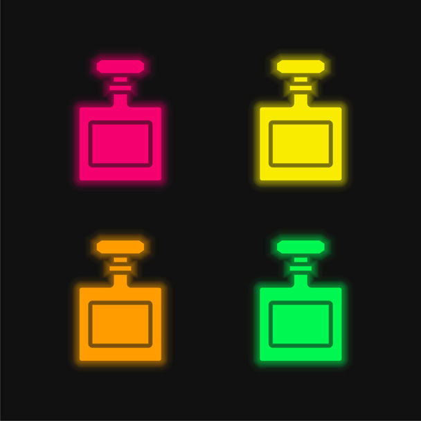 Butelka cztery kolory świecące neon wektor ikona - Wektor, obraz