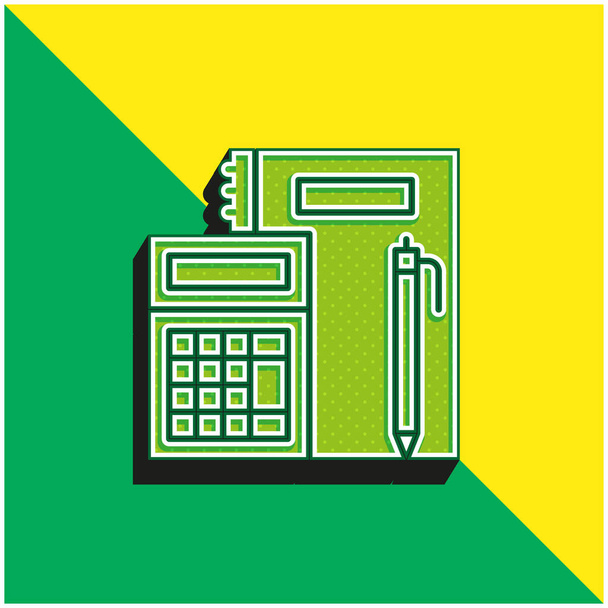 Comptabilité Vert et jaune icône vectorielle 3d moderne logo - Vecteur, image
