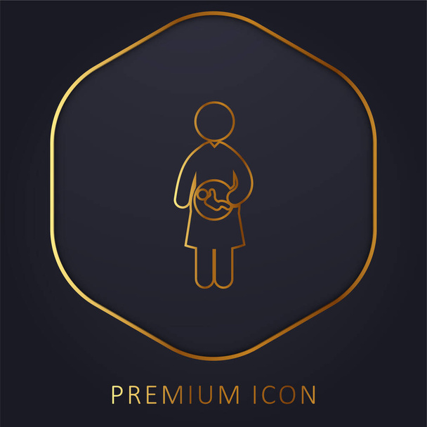 Baby In Mother Uterus zlatá linie prémie logo nebo ikona - Vektor, obrázek