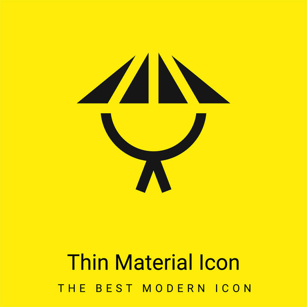 Chapéu de bambu mínimo ícone de material amarelo brilhante - Vetor, Imagem
