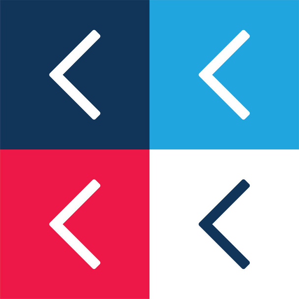 Achterste pijl blauw en rood vier kleuren minimale pictogram set - Vector, afbeelding