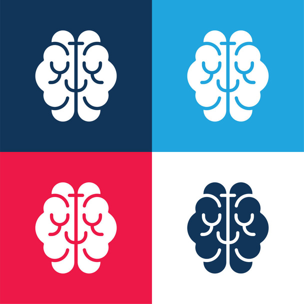 Beyin mavisi ve kırmızı dört renk minimal simge kümesi - Vektör, Görsel