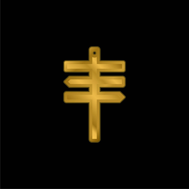 Plaj İşareti Altın kaplama metalik simge veya logo vektörü - Vektör, Görsel