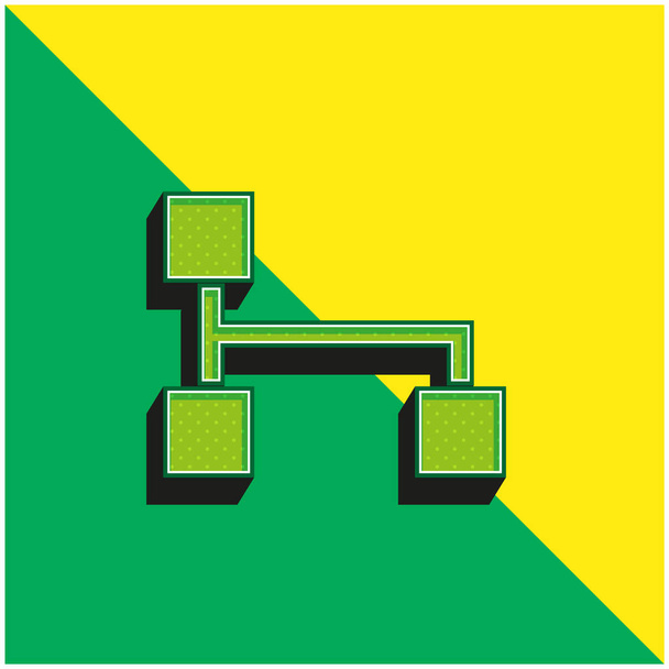 Czarne kwadraty i linie w grafice interfejsu Zielone i żółte nowoczesne logo wektora 3D - Wektor, obraz