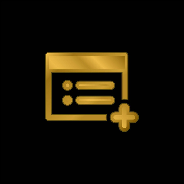 Añadir página web chapado en oro icono metálico o logo vector - Vector, imagen