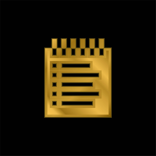 Booking List gold plated metalic icon or logo vector - Vector, Image