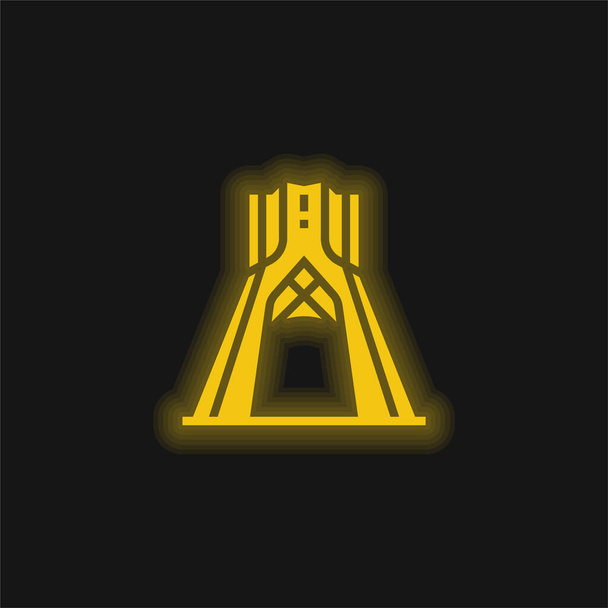 Azadi geel gloeiende neon pictogram - Vector, afbeelding