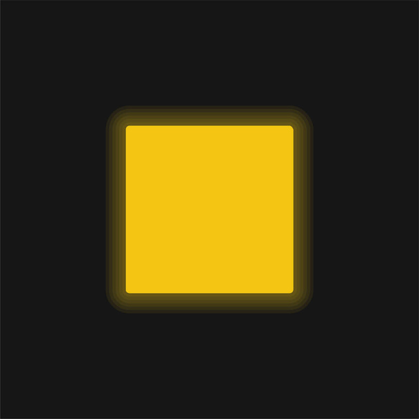 Musta neliö keltainen hehkuva neon kuvake - Vektori, kuva