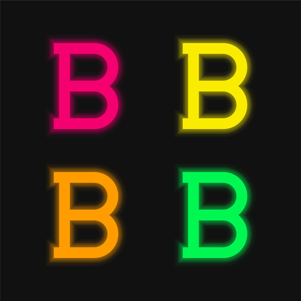 太字の4色のネオンベクトルアイコン - ベクター画像
