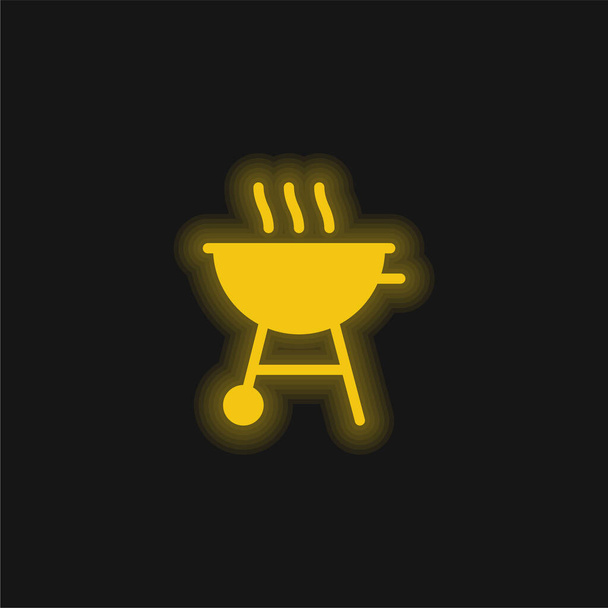 Bbq yellow glowing neon icon - Vector, Image