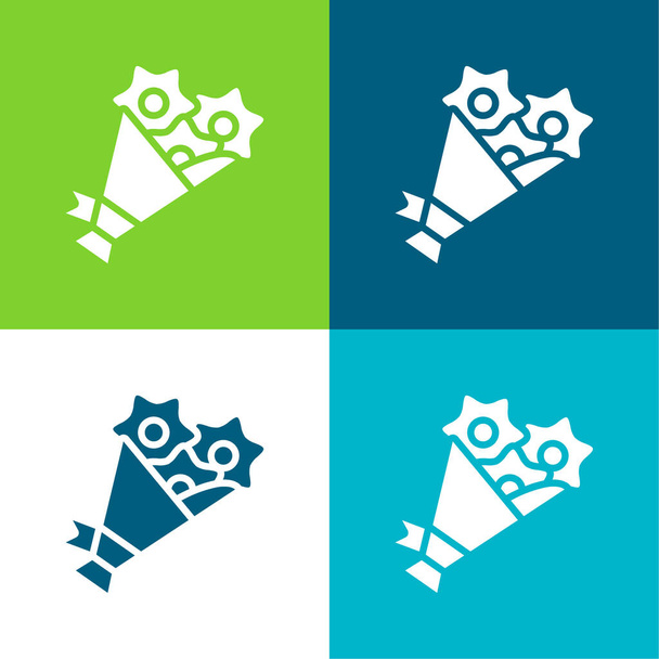 Kytice Byt čtyři barvy minimální ikona nastavena - Vektor, obrázek