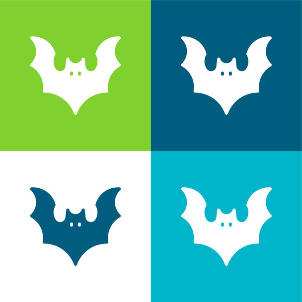 Bat Flat cztery kolory minimalny zestaw ikon - Wektor, obraz