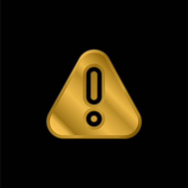 Attention gold plated metalic icon or logo vector - Vector, Image